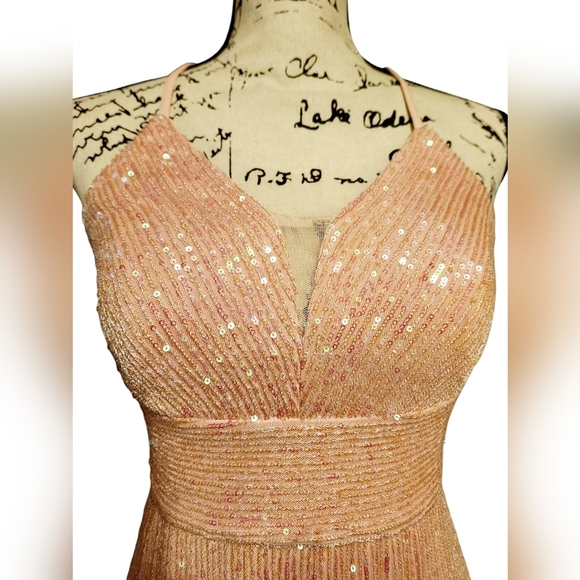 Morgan & Co Blush Sequin Evening Gown - Picture 3 of 8